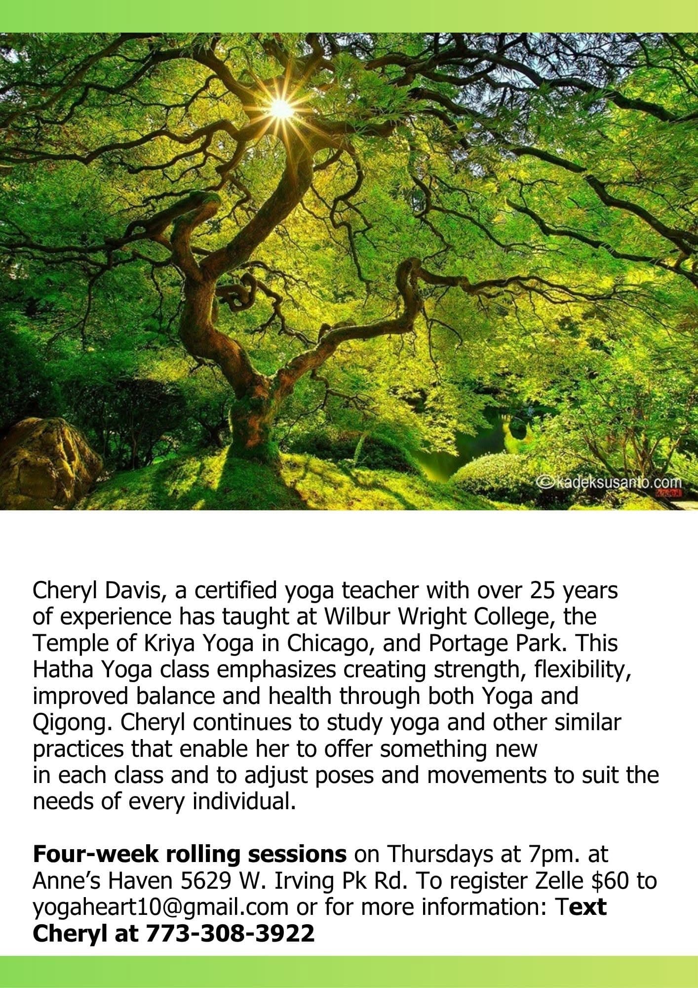 Flyer for Yoga with Cheryl